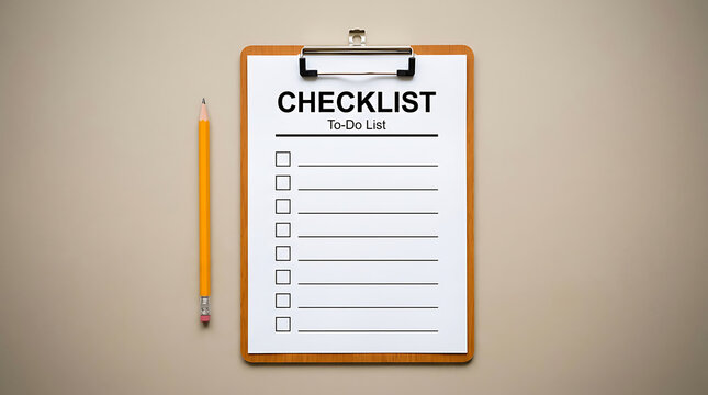Checklist todo list on a clipboard with a pencil