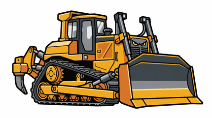 Yellow bulldozer heavy construction vehicle with large blade. © karina