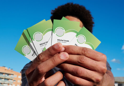 Business Card Mockup Display Under Clear Sky