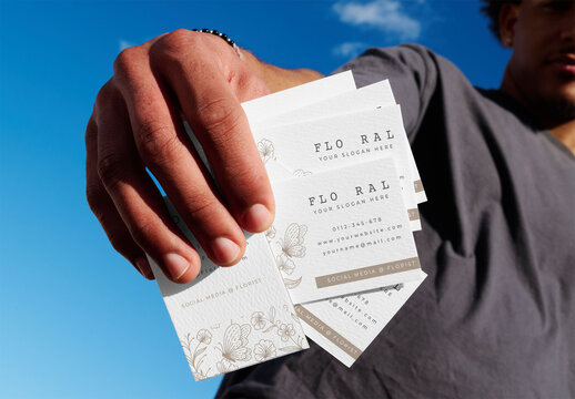 Business Card Mockup With Clear Texture Shown