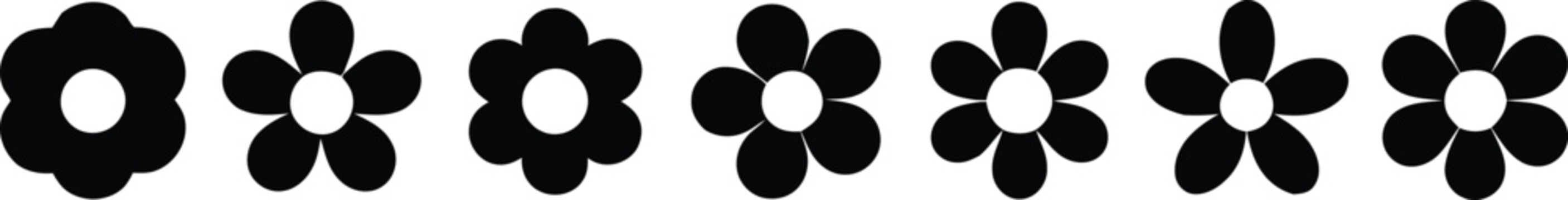 Black floral repeat pattern minimalist daisy chain design for textiles