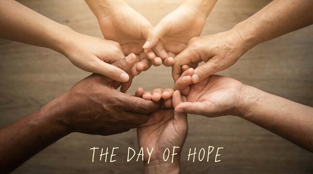 Diverse hands joining in unity and support on Day of Hope for drug awareness