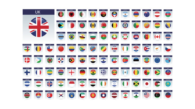 World Flags Vector Illustration Collection International Country Flag Set, Rectangle world national flags vector illustration