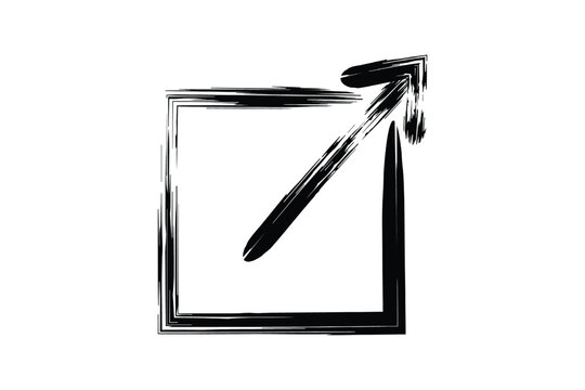 External link square brush stroke arrow vector sign isolated on white background