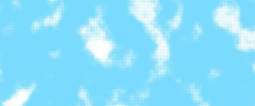 Vintage-inspired comic cloud background featuring rasterized fog textures and white dotted sky patterns for modern print and graphic projects.