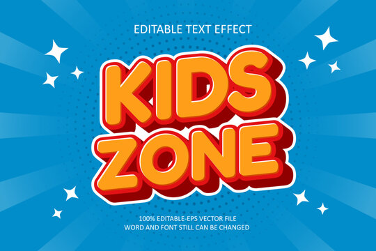Kids zone editable text effect with modern and simple style