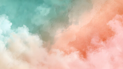 Obraz premium Abstract artistic photograph showing a blend of soft turquoise and warm peach colors creating a smooth and dreamy textured effect
