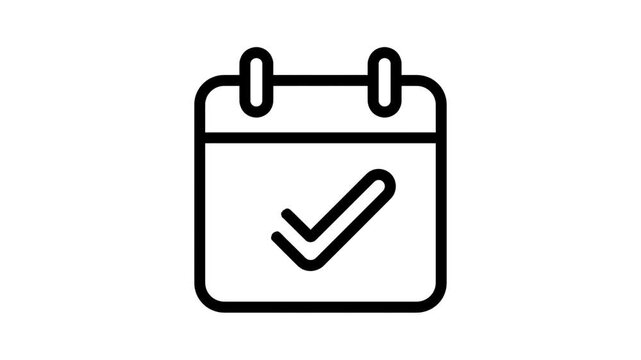 Calendar check mark icon animation on green screen background with schedule reminder and chroma key visual effect