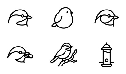 Minimalist Bird Icons Set, Simple Avian Graphics, Outline Wildlife Vector Collection © MdShakawat