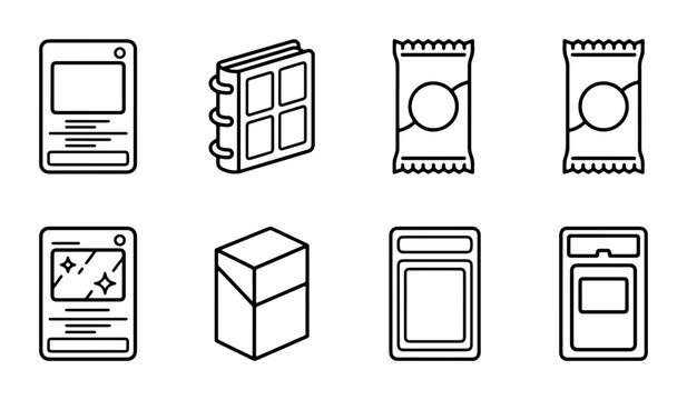 Collectible Card Game Icons, Trading Card Set, Game Pack, Binder Vector Art