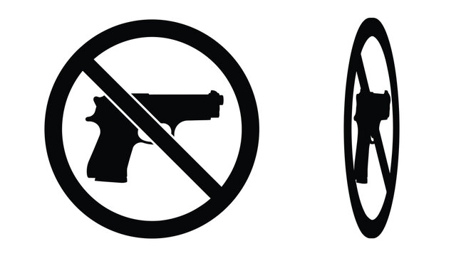 Firearm Prohibition Sign With Diagonal Slash And Circular Silhouette handgun pistol weapon gun ban restriction guns