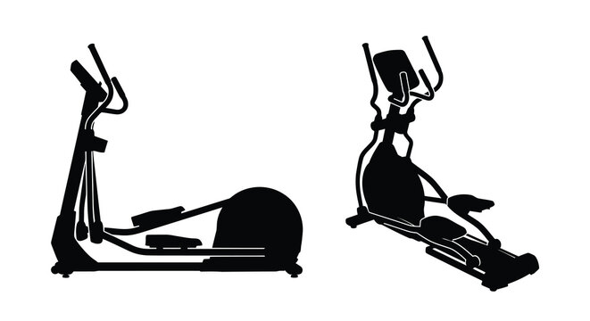Elliptical Trainer Silhouettes On White Background Fitness Equipment Illustration Silhouette cross trainer exercise machine gym workout cardio