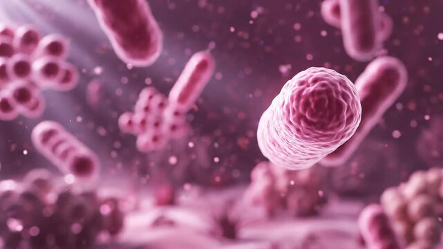 Microscopic bacteria hantavirus cells in close up view