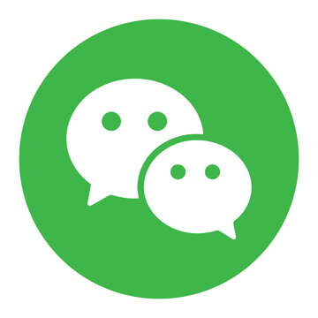Official wechat logo with green round button chat speech bubble icon isolated on white background