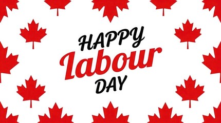 Fototapeta premium Happy labour day canadian holiday greeting with maple leaves