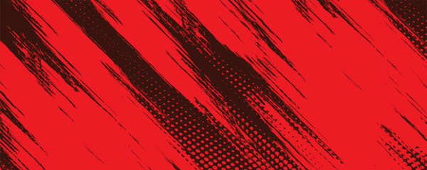 Fototapeta premium Red color pattern gradient grunge texture background. Dots pop art comics sport style vector illustration Abstract background dark red with modern corporate concept