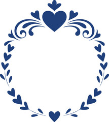 Fototapeta premium Heart Floral Circle Frame Decorative Romantic