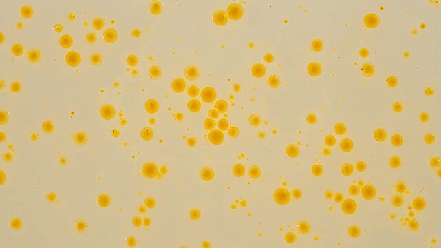 Yellow droplets on creamy surface
