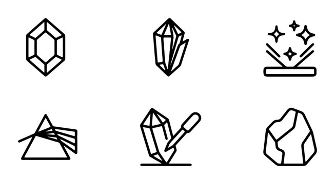 Gemstone Icons, Crystal Graphics, Mineral Icons, Geometric Shapes, Science Icons, Geology Icons
