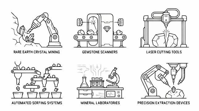 Industrial processes for mining and processing raw materials.