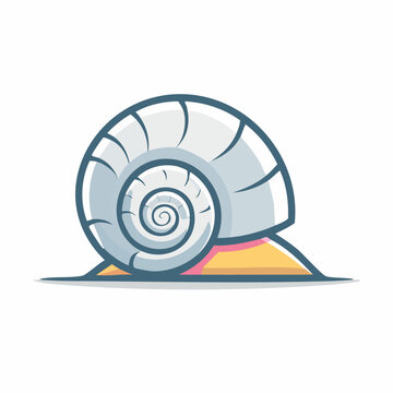 Cute Snail Shell Cartoon Illustration on White Background.