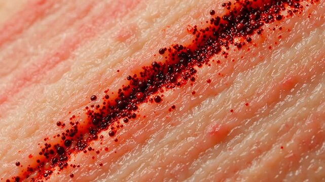 Closeup of skin with red spots