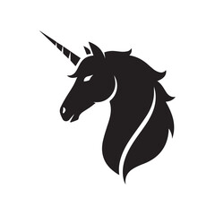 Fototapeta premium Magical Unicorn Silhouette Vector Illustration, Fantasy Animal Icon Design