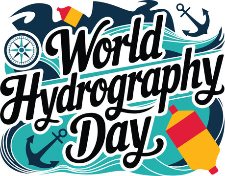 WORLD HYDROGRAPHY DAY vector illustration isolated on white background