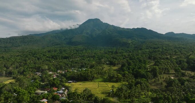 Mountain hill and paddy farmland in Camiguin Island. Philippines.