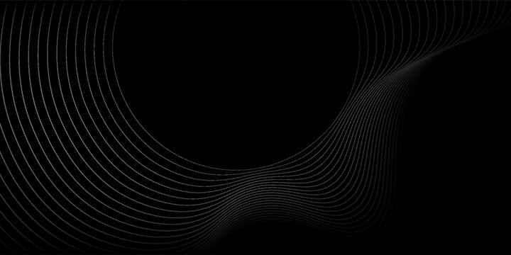 Black abstract background design. Modern wavy line pattern in monochrome colors. soft light lux grey simple art good geometric repeat