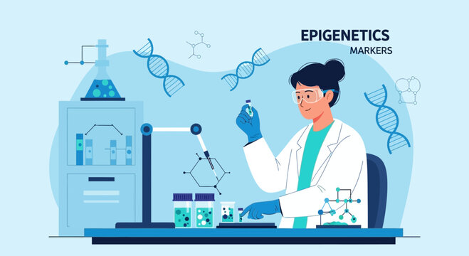 Scientist working with epigenetics markers and DNA in a modern laboratory