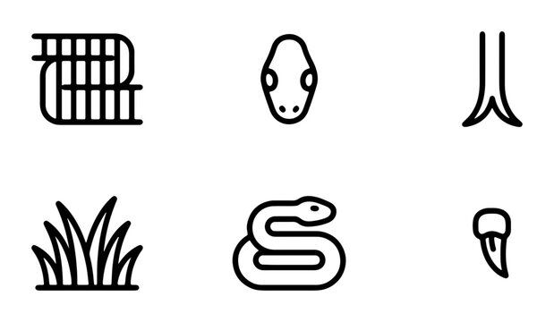 Snake Icons Set, Reptile Vector Graphics, Wildlife Symbols, Nature Elements, Animal Icons