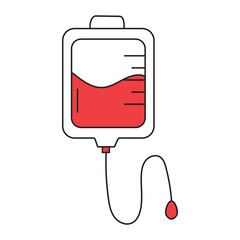 Fototapeta premium Blood Bag IV Drip Medical Transfusion Red Flat Line Art Vector Icon for Health Infographic