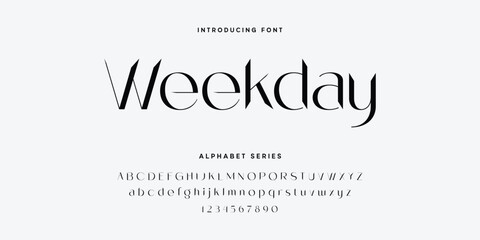 Fototapeta premium Weekday Elegant Serif Font Alphabet Typography and Number Set