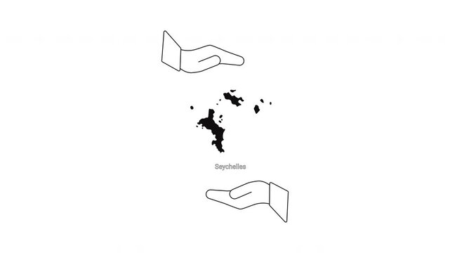 Seychelles Map Held in Hands Line Art.