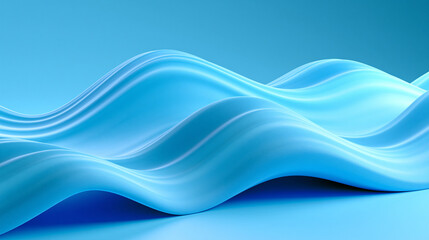 Obraz premium Abstract blue fluid waves with smooth transparent layers forming modern clean gradient background.