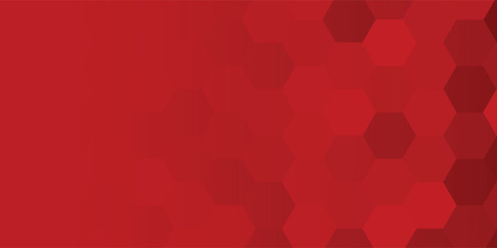 Red hexagon shape. Red mosaic. Geometric red background. Panorama red background. Modern red background pattern.