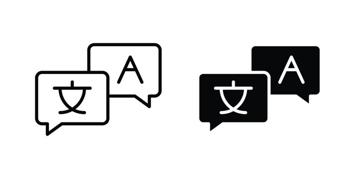 Language icon design, design element set.
