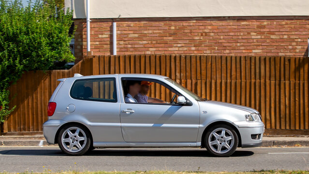 Bletchley,Bucks,UK - Aug 25th 2025:  2001 Volkswagen Polo  car driving on a British road
