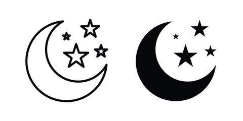 Moon icon design, design element set. © Win