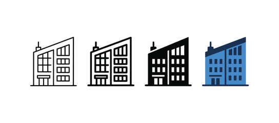 Modern office building icon set, corporate headquarters real estate vector template in line and flat styles. ©  Art