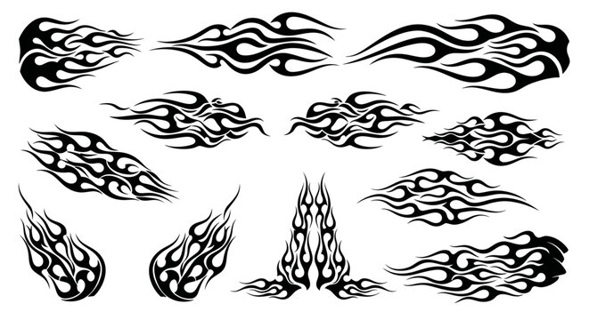 Tribal Flame Graphics, Tattoo Designs, Vector Art