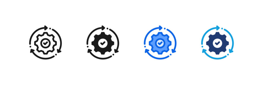Sustain Monitoring Progress Gear icon multiple style collection. Vector illustration.