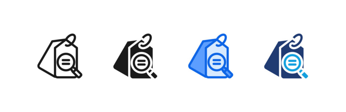 Red Tag Review Sorting icon multiple style collection. Vector illustration.