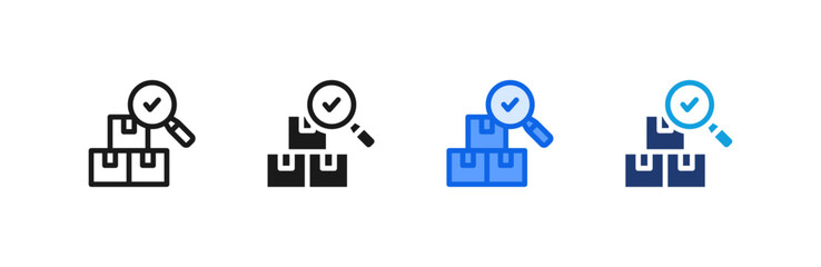 Quality Inspection Box Magnifier icon multiple style collection. Vector illustration. © Redemption_art