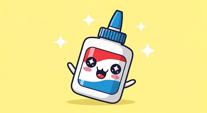 Cute cartoon car with surprised expression and stars around.