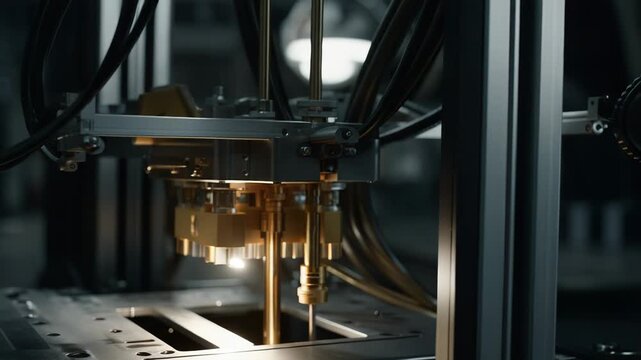 Advanced industrial machine utilizing laser sintering technology to create intricate metal components, representing innovation in modern manufacturing and engineering processes