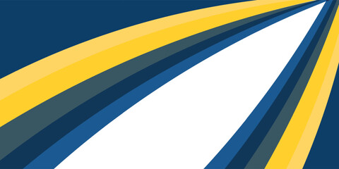 Obraz premium Abstract business background with blue and yellow perspective geometric lines. Modern dynamic rays design element with white copy space