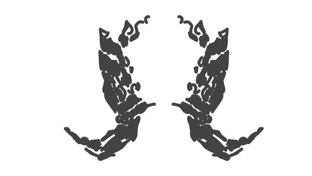 Black silhouette of traditional Indonesian ornament vector design element isolated on white background.