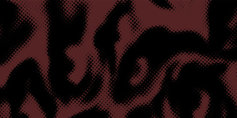 Abstract dark red and black background with dynamic halftone dot camouflage pattern © roihan